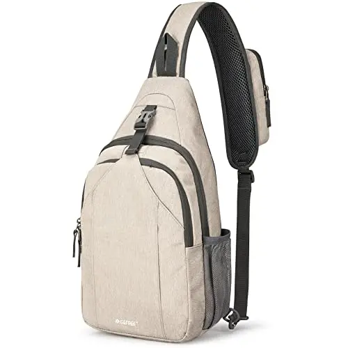 G4Free RFID Blocking Sling Bag in ivory color, showing multiple compartments