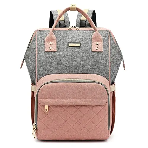 GAIVP pink quilted waterproof diaper backpack