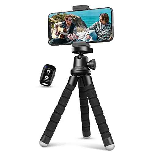 Aureday flexible mini phone tripod with bendable legs and remote