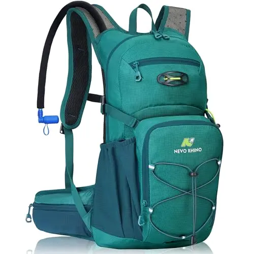 Green N NEVO RHINO hydration backpack with 3L water bladder