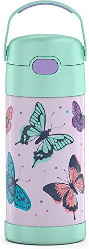 THERMOS FUNTAINER kids water bottle with butterfly design and straw