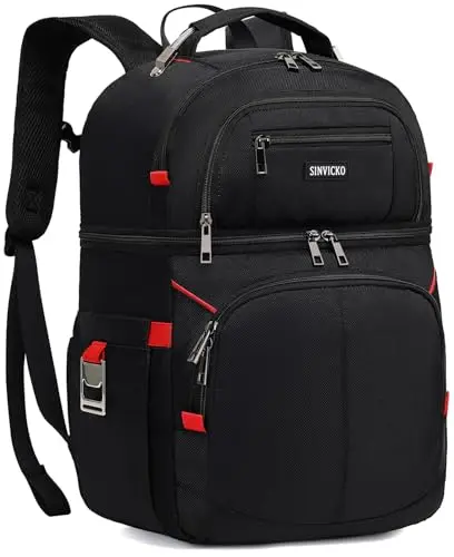 SINVICKO Red and Black cooler backpack with RFID blocking pocket
