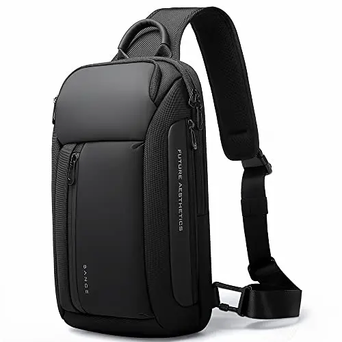 BANGE waterproof oxford cloth sling bag for men in black