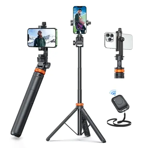 EUCOS 62-inch phone tripod with remote in carbon black