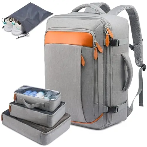LOVEVOOK expandable backpack with included packing cubes laid out