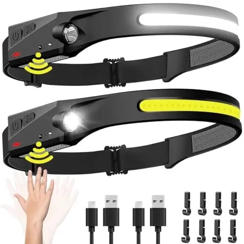 BIAT two-pack of lightweight headlamps with motion sensor feature