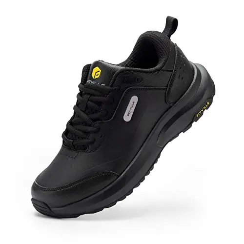 FitVille Men's extra wide black hiking shoes with rugged outsole
