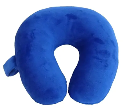 Wolf Essentials blue kids neck pillow with snap closure