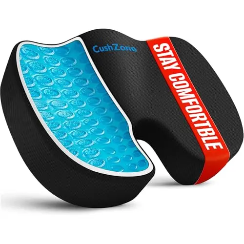 CushZone black gel enhanced memory foam seat cushion with handle