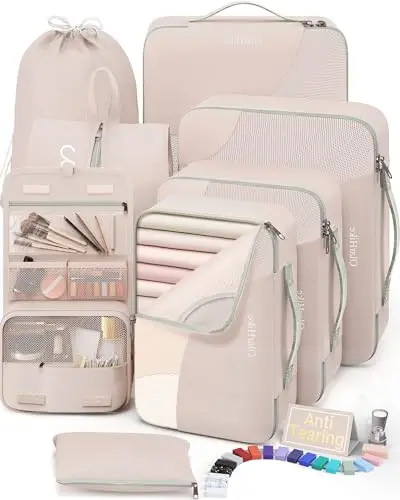 OlarHike 8-Piece Packing Cube Set in Cream