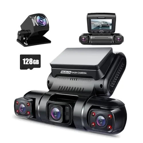 PRUVEEO 4-channel dash cam with multiple lenses for 360-degree view