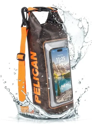Pelican Marine IP68 Waterproof Dry Bag 2L in Hunter Camo with phone pouch