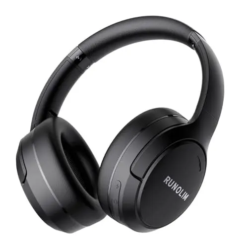 RUNOLIM black over-ear wireless noise cancelling headphones