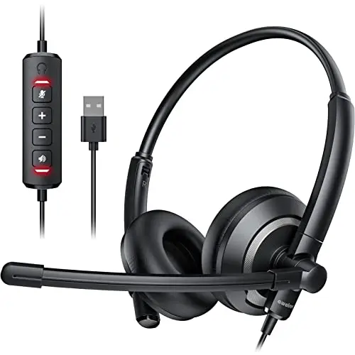 awatrue wired USB headset with in-line controls
