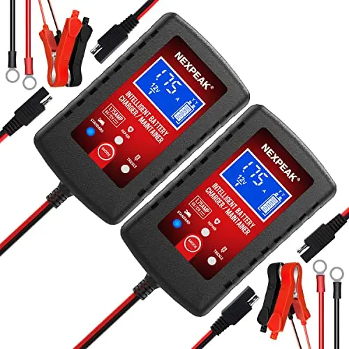 Two NEXPEAK smart battery charger maintainers side by side