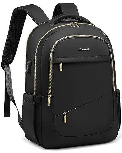 LOVEVOOK Black Slim Business Laptop Backpack for women