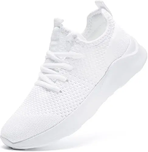 WYGRQBN Women's Lightweight Tennis Fashion Sneakers in White