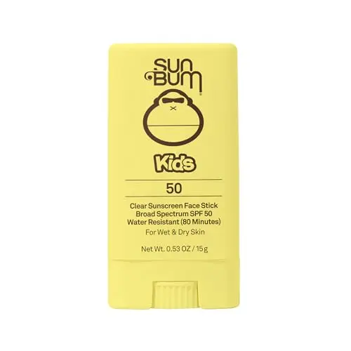 Sun Bum Kids clear face sunscreen stick with no white residue