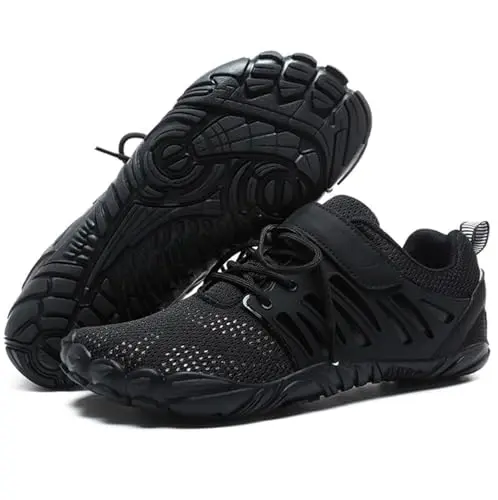 MIFAWA black minimalist training shoes with a wide toe box.