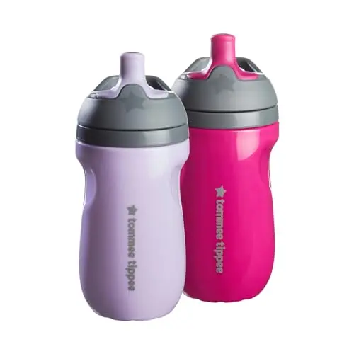 Tommee Tippee Insulated Sportee toddler water bottles in lilac and plum
