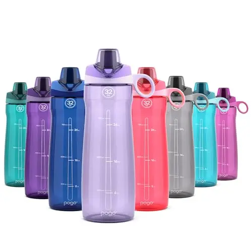 Pogo plastic water bottle with flip lid and carry handle