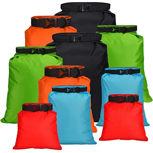 LEIFIDE 10-piece set of ultralight dry bags in five different colors and sizes