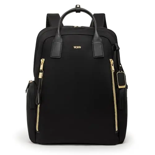 Tumi Voyageur Atlanta Backpack for women, open to show laptop compartment