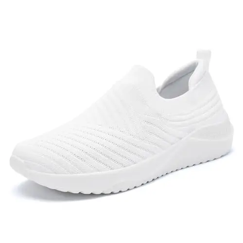 PPQ Women's Slip On Walking Shoes in All White.