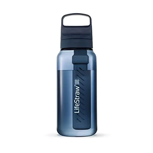 LifeStraw Go Series plastic water filter bottle in Aegean Sea color