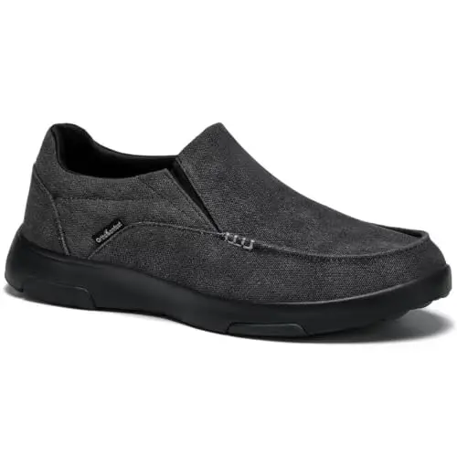 OrthoComfoot men's orthopedic slip-on walking sneakers in black