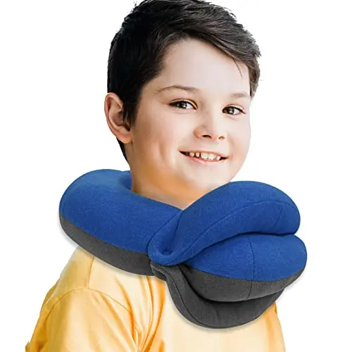 BUYUE Blue-Grey round donut-shaped kids travel pillow