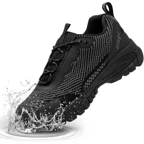 ULOGU black waterproof ankle hiking boots