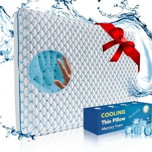 Iwacool 2.75-inch blue and white cooling gel memory foam pillow for neck pain