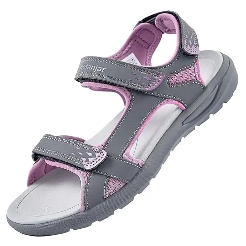 QUANDELI Women's Waterproof Walking Sandals in purple and grey