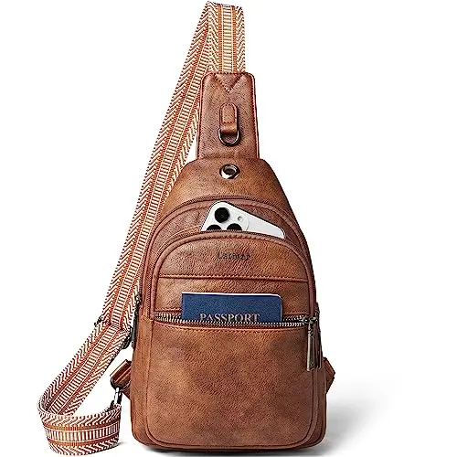 Lavender Viverte sling bag with a personalized initial patch