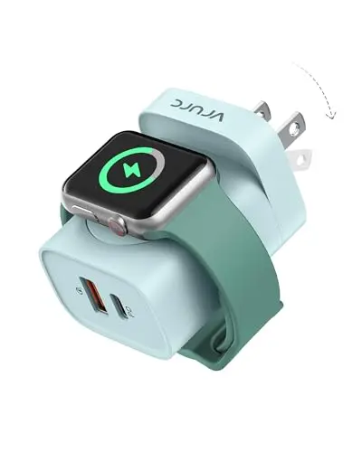 VRURC green 3-in-1 foldable travel charger with Apple Watch dock
