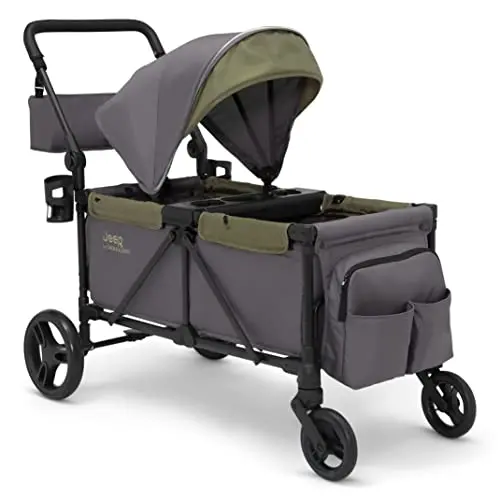 Jeep Sport stroller wagon with canopy and storage unfolded