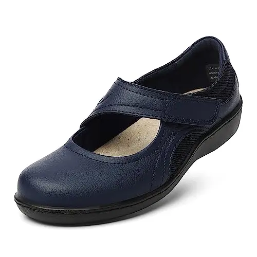 Oviaric women's navy blue classic comfort Mary Jane flats