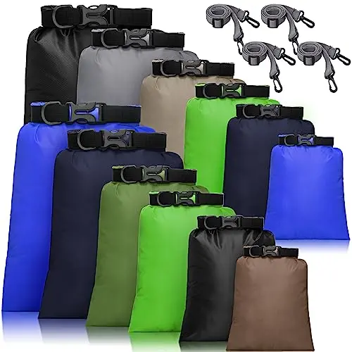 Shappy 12-piece dry bag set with multiple sizes and included shoulder straps