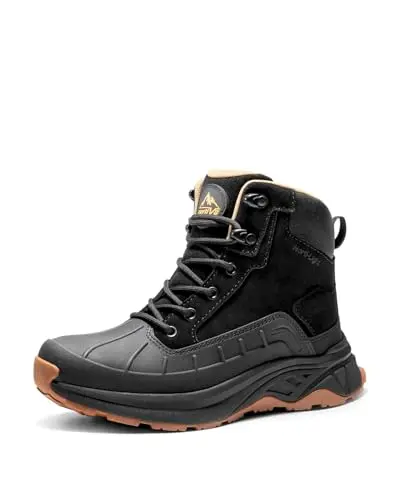 NORTIV 8 women's waterproof hiking boot with suede upper on a forest trail