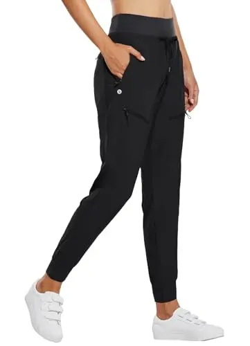 Baleaf women's high-waist jogger pants with zipper pockets