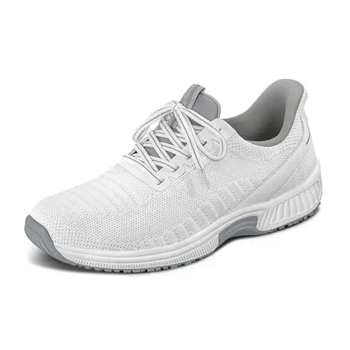 Orthofeet Women's white knit hands-free sneakers