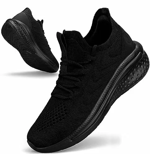 Pujcs women's non-slip mesh sneakers in all black
