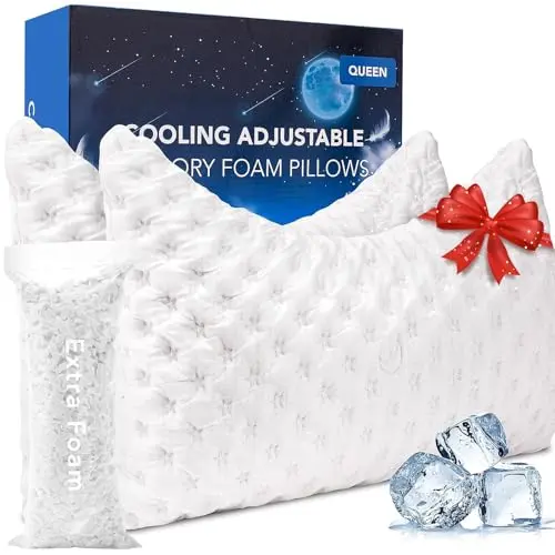 KUCEY set of two curved shredded memory foam pillows with moon pattern