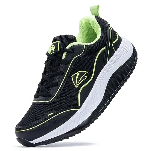 QAUPPE Women's Wide Walking Shoes with arch support in black and green