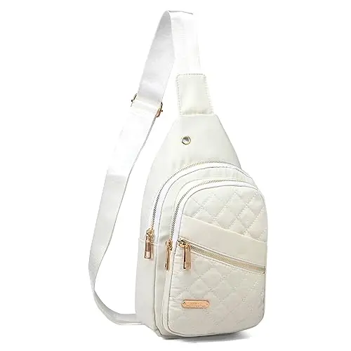 Beige AOSTIHOT nylon sling bag with multiple pockets