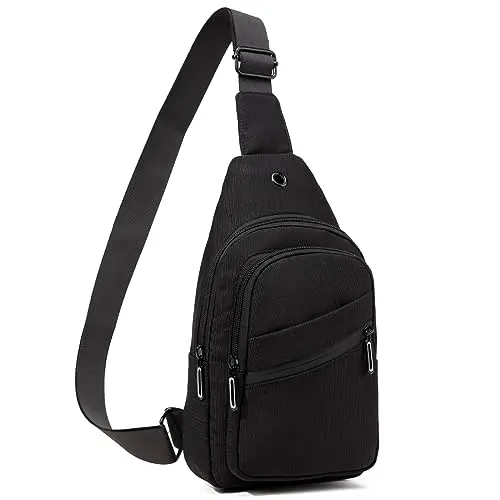 EVANCARY Compact Sling Bag with multiple zippers