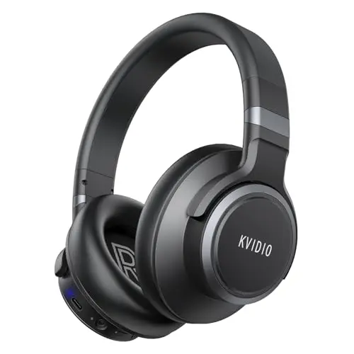 KVIDIO black over-ear wireless headphones with active noise cancellation