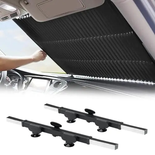 Two SEINECA foldable retractable sunshades for car windshield