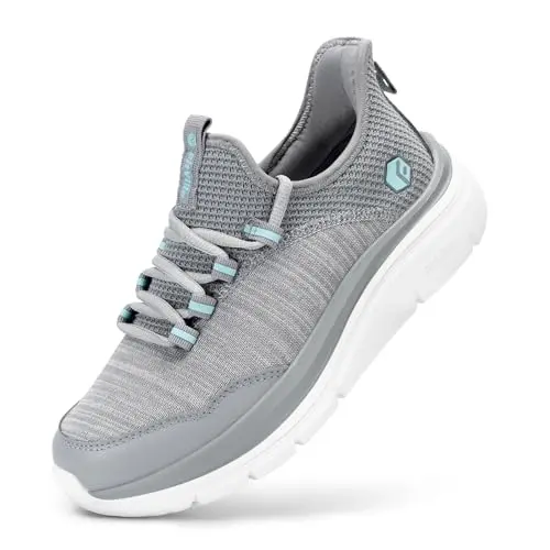 FitVille Women's Cloud Walker V7 wide walking shoes in ash gray